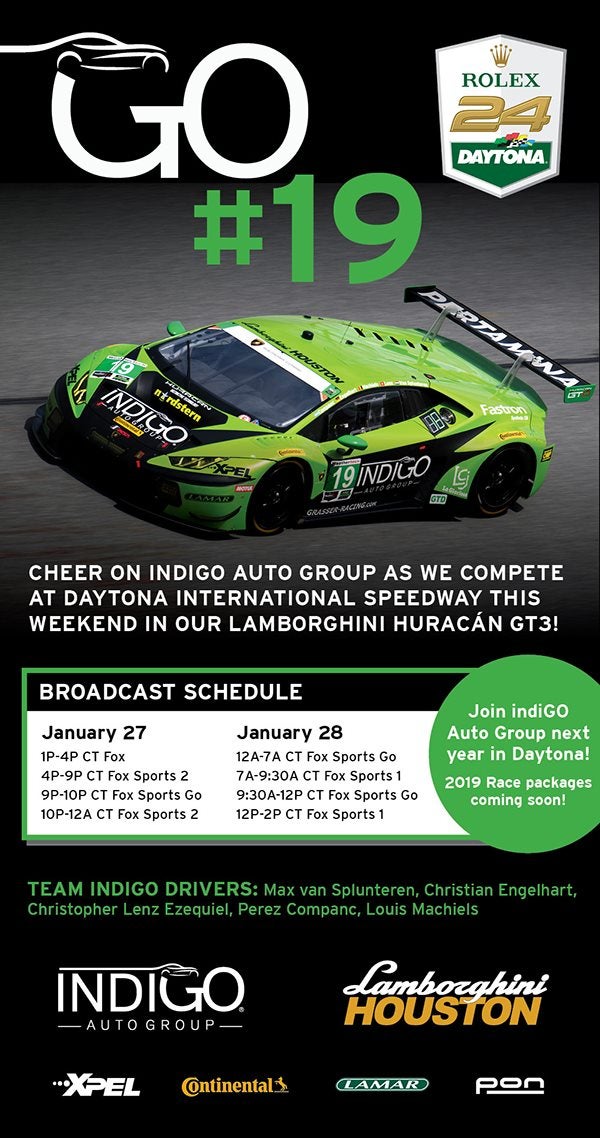indiGo Auto Group Rolex 24 Daytona 2018 Lamborghini Houston